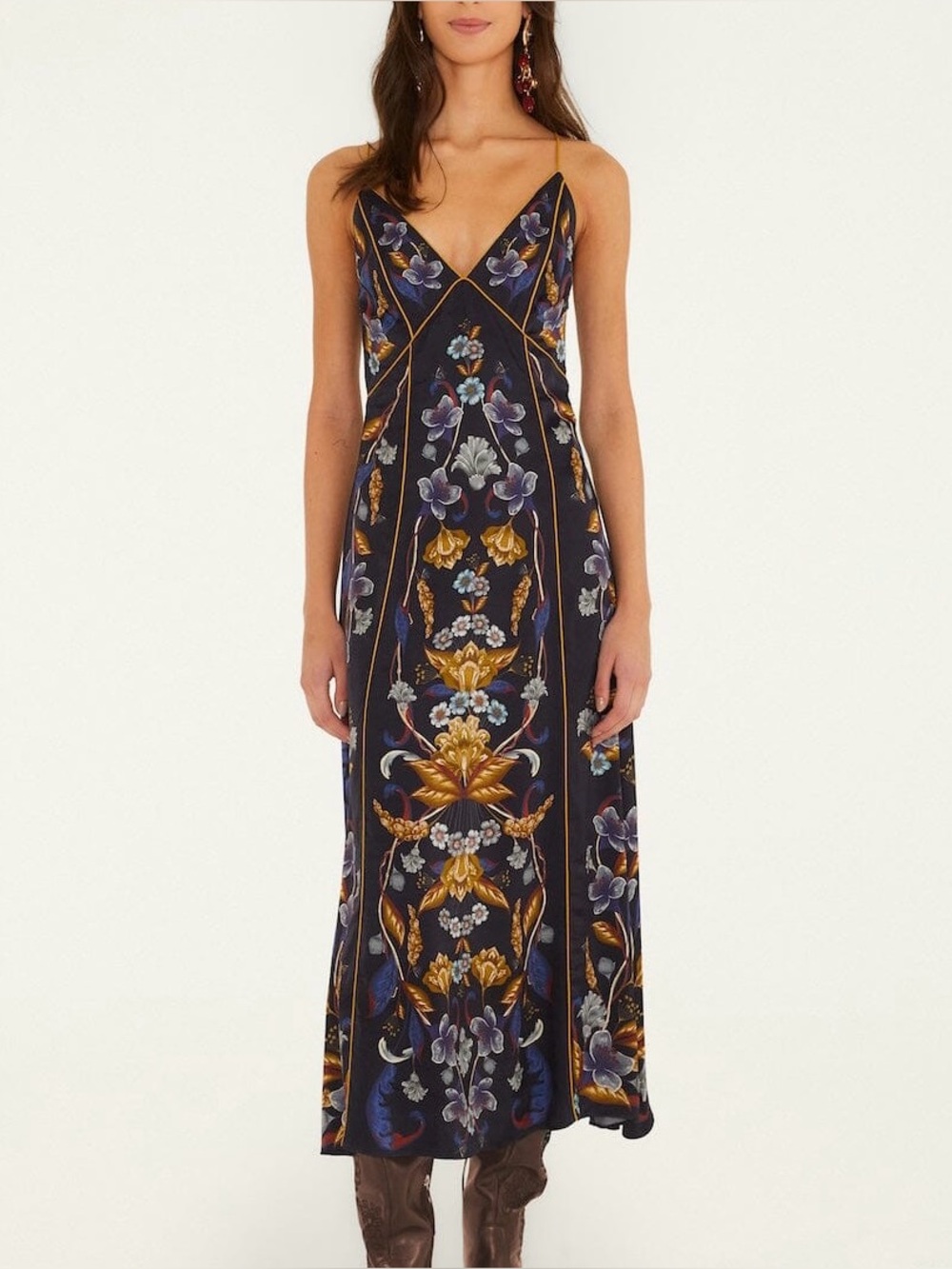 FARM Rio Golden Nature Slip Maxi Dress